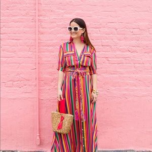 Mochi Isabella Striped Dress w/ Crochet Belt Sz M